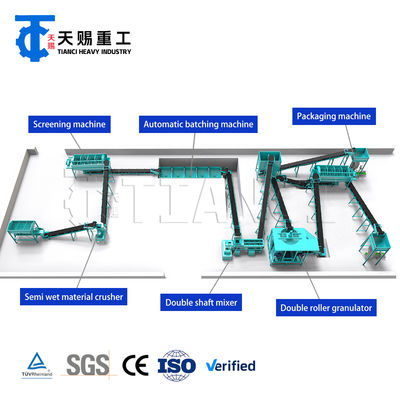 Linea di produzione completa di fertilizzanti composti con granulatore a doppia rulli per la produzione di granuli NPK ad alta resistenza, fosfato di ammonio e fertilizzanti potassici